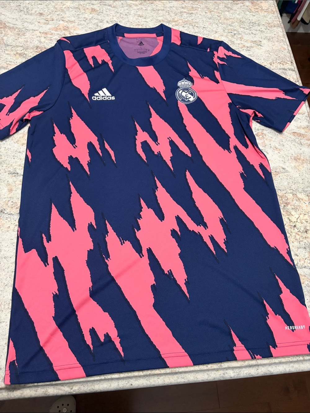 adidas Navy and Pink Real Madrid Training Jersey